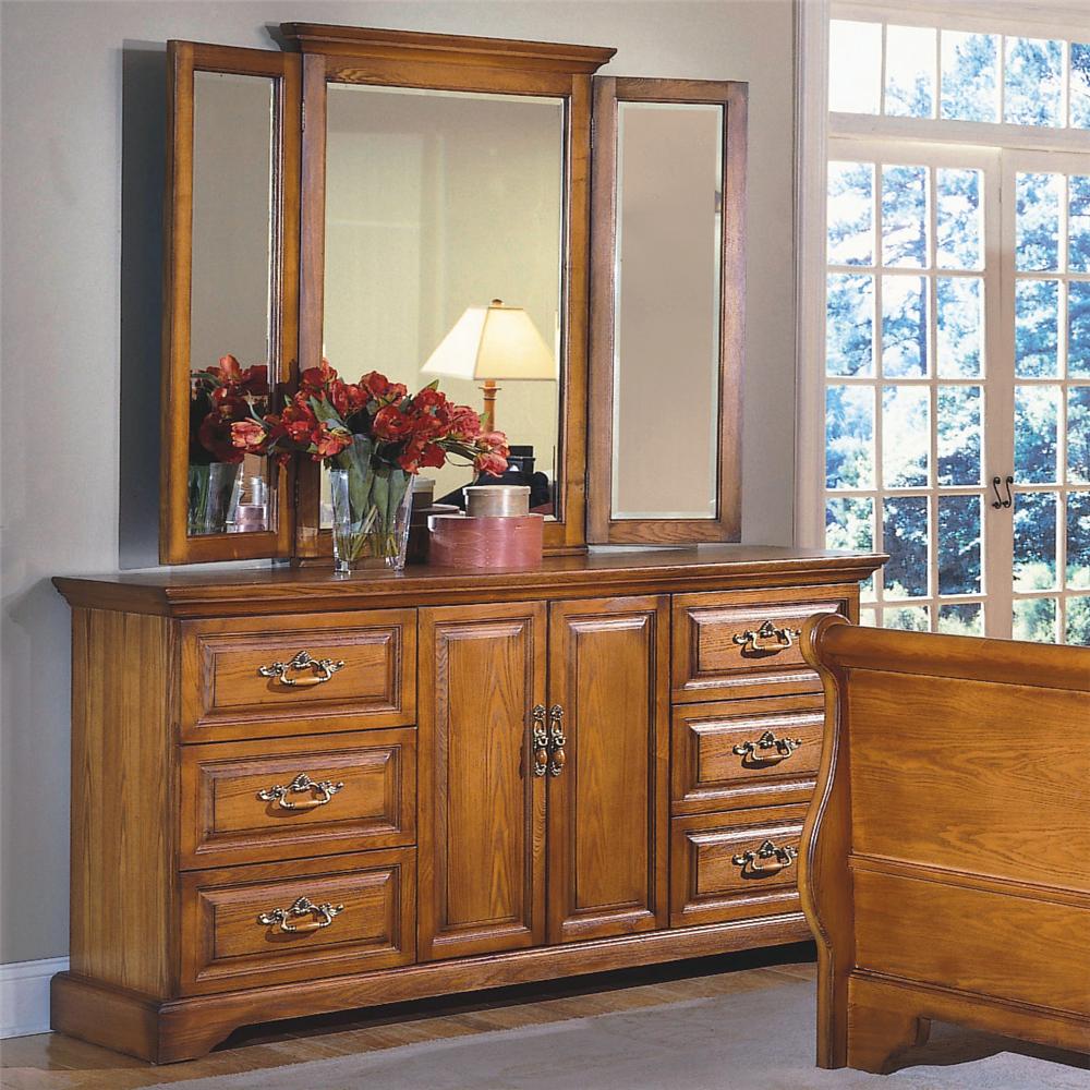 New Classic Honey Creek (6) Drawer Dresser & Wing Mirror Set Dunk